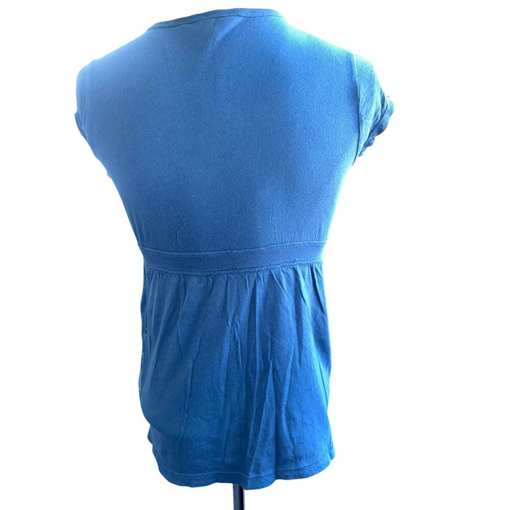 Y2K Aeropostale blue whimsy v-neck baby doll top size small - Picture 2 of 9
